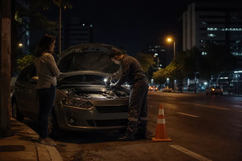 Atendimento automotivo noturno na Grande São Paulo